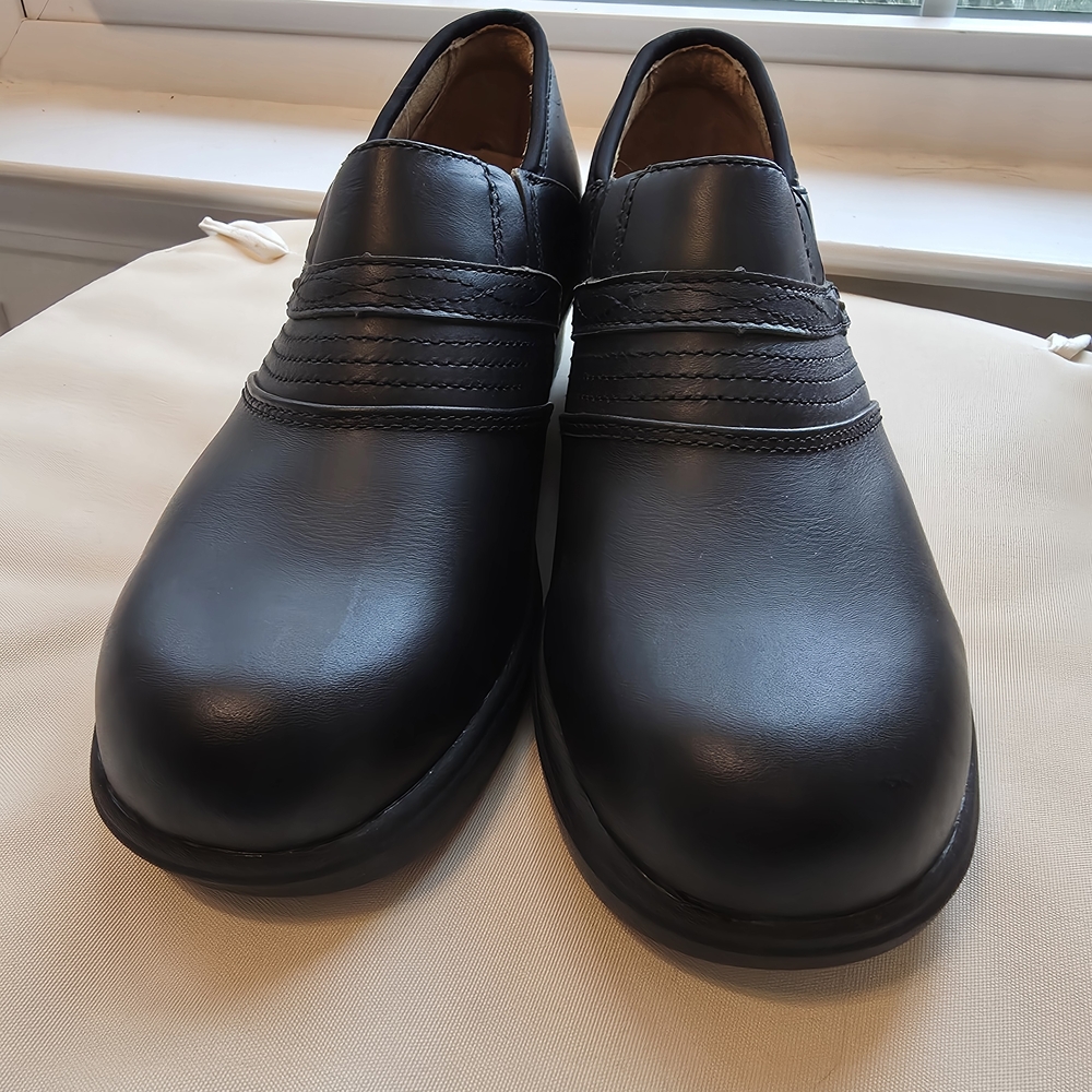 New Ariat Black Leather Steel Toe Safety Clogs  Women's 9.5 Wide No Slip Utility